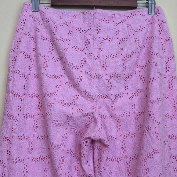 Vintage Lilly Pulitzer | Pink Cotton Daisy Embroidered Eyelet Pants Trousers 10 - Picture 10 of 15